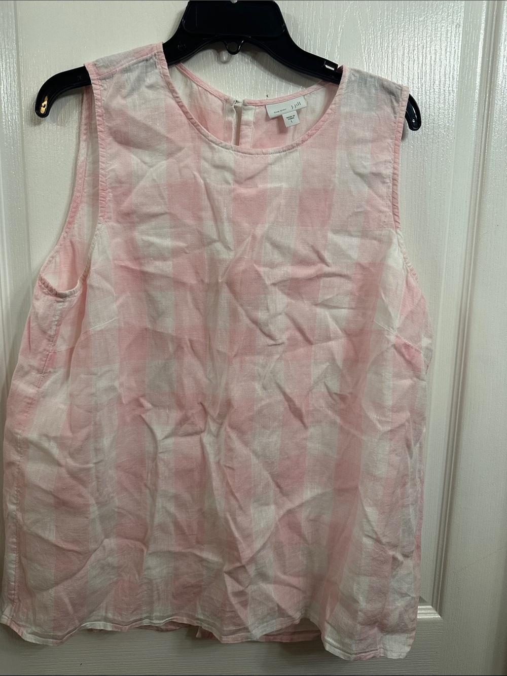 J. Jill Girls' Pink & White Checked Sleeveless Top